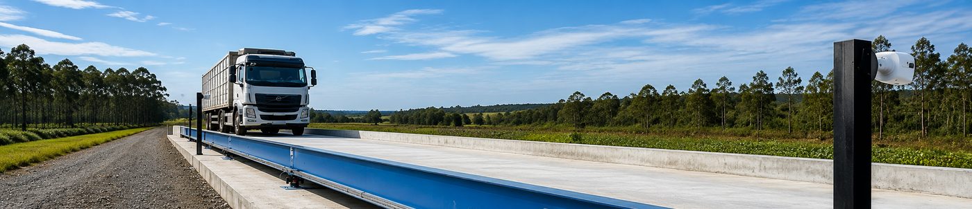 Balança rodoviária convencional em concreto instalada pela Solutech